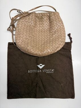Bottega Veneta Purse Intriciato Leather Dot Shoulder Bag Adjustable Tan Brown
